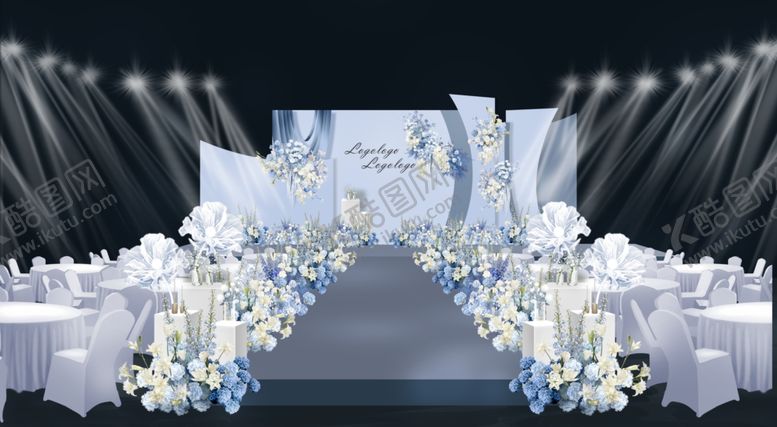 编号：44513709191016456030【酷图网】源文件下载-梦幻蓝白色系婚礼现场布置