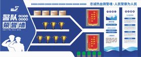 蓝色简约现代警队荣誉墙警营党建文化墙