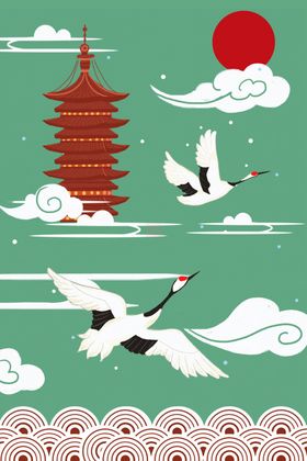 中国风背景画荷花古