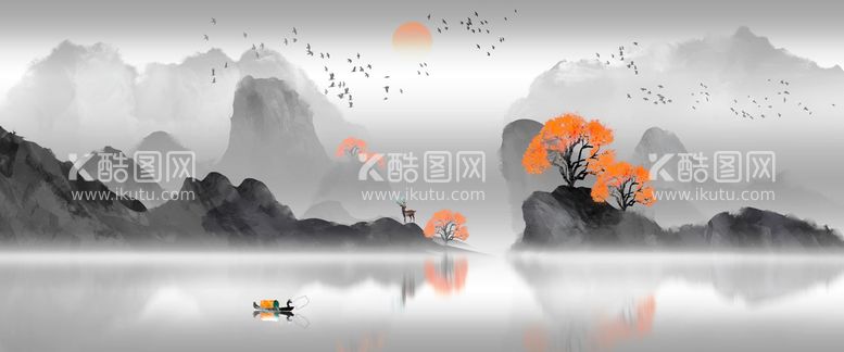 编号：78835110281322074459【酷图网】源文件下载-水墨山水 