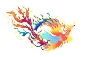 国潮凤凰图案手绘形象插画