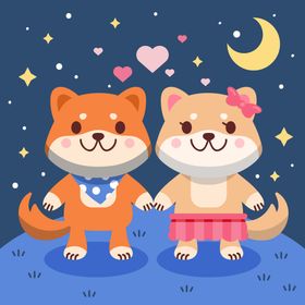 动物情侣七夕节浪漫装饰爱
