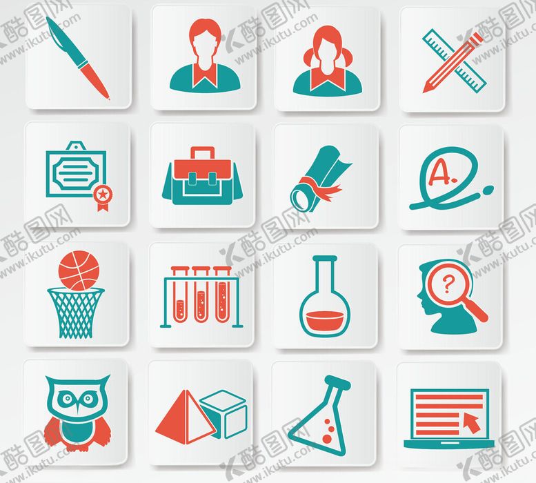 编号：22869804010834506002【酷图网】源文件下载-教育科研相关图标集合