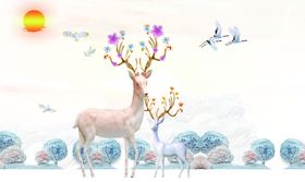 麋鹿背景墙