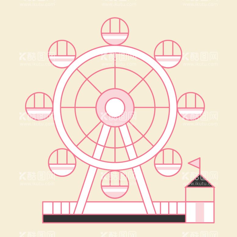 编号：89241309131834506289【酷图网】源文件下载-卡通游乐场摩天轮