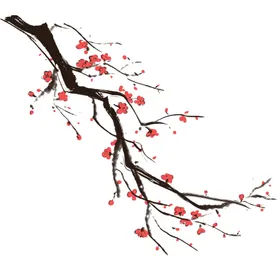 水墨梅花腊红红卉背景