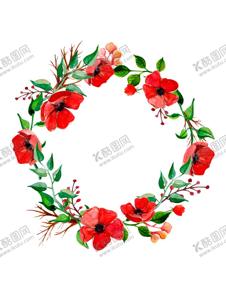 编号：20615609212030419130【酷图网】源文件下载-小清新水彩花圈绘画