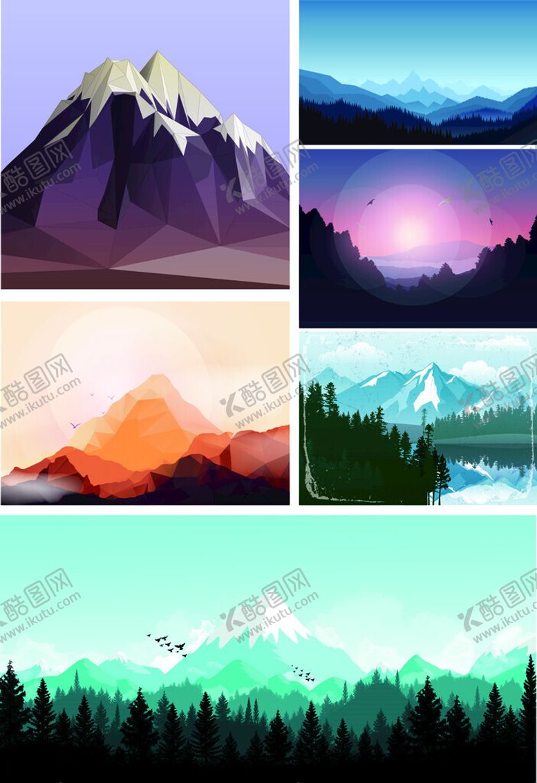 编号：64692509251558113142【酷图网】源文件下载-多彩山川风景插画集