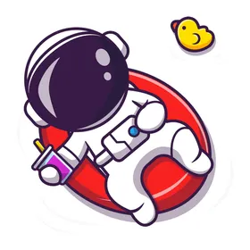 宇航员星星手绘天Q版矢量图