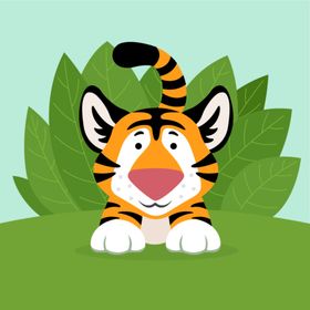 手绘老虎野生动物ai矢量图卡通