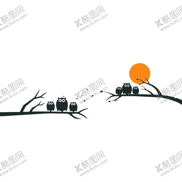 编号：57310409190834237105【酷图网】源文件下载-夕阳下猫头鹰的一家