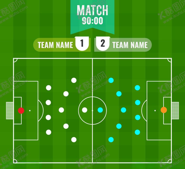 编号：54806609250013305371【酷图网】源文件下载-绿色足球赛阵型图矢量素材