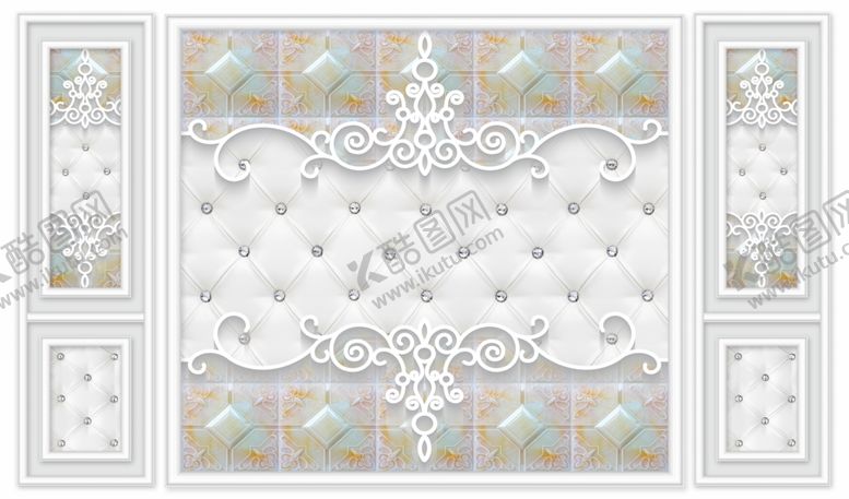 编号：81627409202003302857【酷图网】源文件下载-3D边框软包背景墙