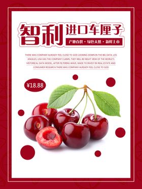 简约时尚车厘子进口大樱桃海报