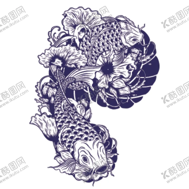 编号：88219006300414197460【酷图网】源文件下载-鲤鱼插画图案