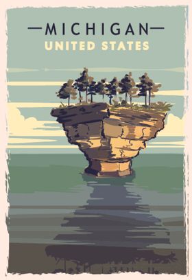 美国西部自然风景插画