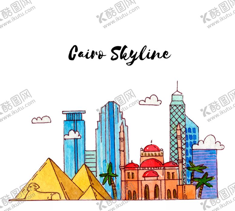 编号：50878509111835102265【酷图网】源文件下载-彩绘埃及开罗风景矢量素材