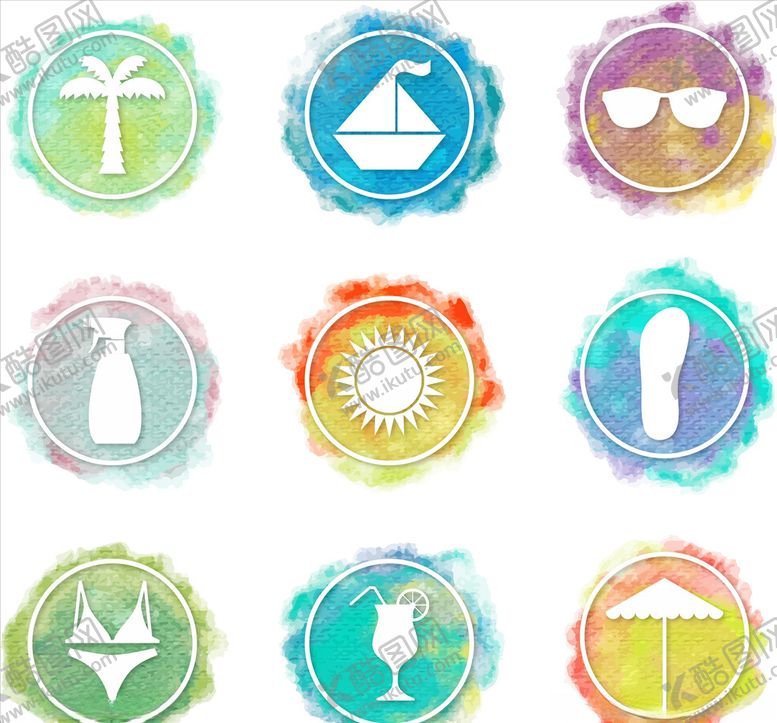 编号：49101609211309444180【酷图网】源文件下载-矢量手绘旅游度假图标