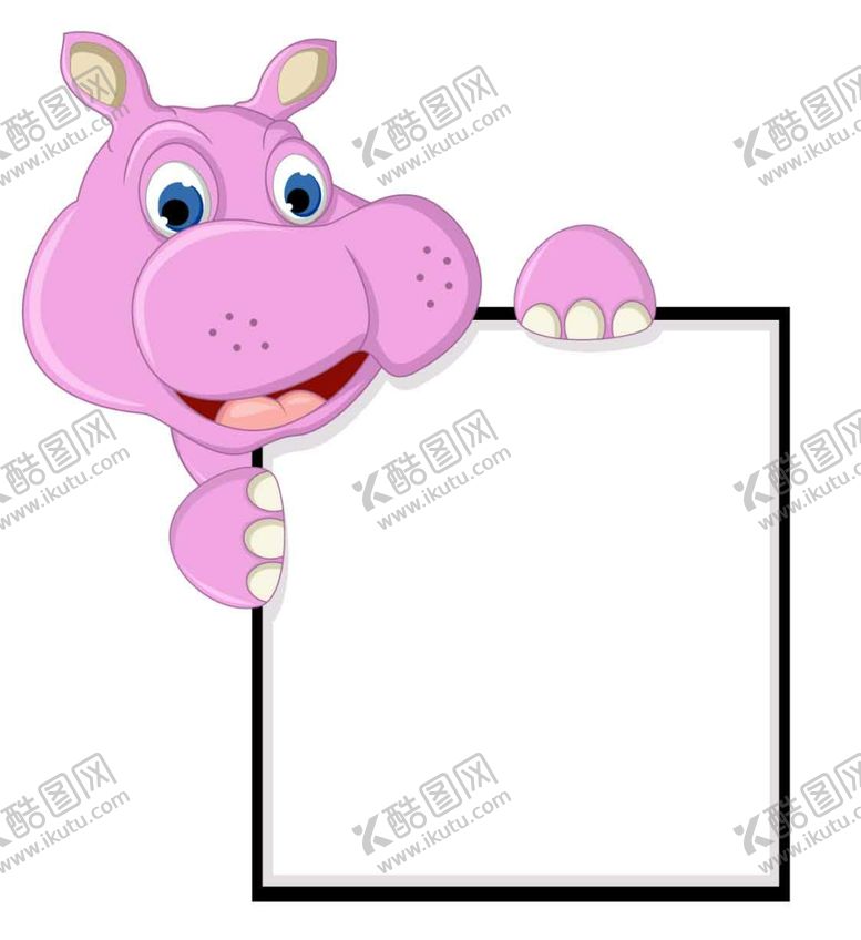 编号：69874309140725529964【酷图网】源文件下载-拿着画框的河马卡通素材