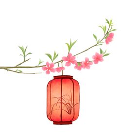 中国风灯笼梅花元素PNG新年材宵节
