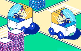 创意城市生活卡通插画