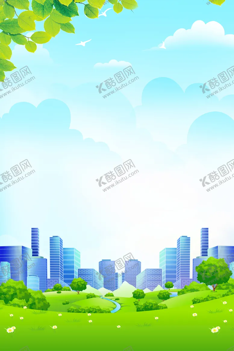 编号：10534209181811508631【酷图网】源文件下载-卡通草地蓝天白云