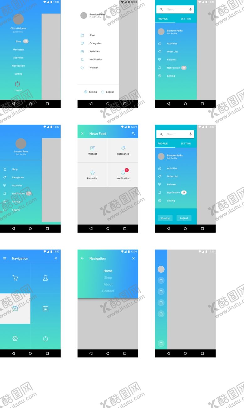 编号：26623909142114493888【酷图网】源文件下载-蓝色系UI界面设计