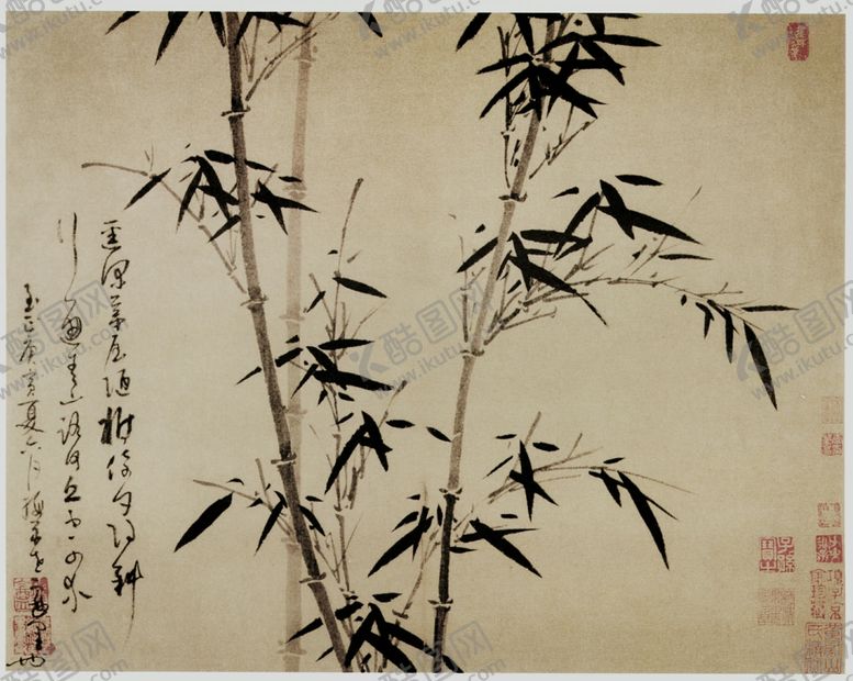 编号：81864212081747338531【酷图网】源文件下载-古代名家吴镇墨竹谱字画