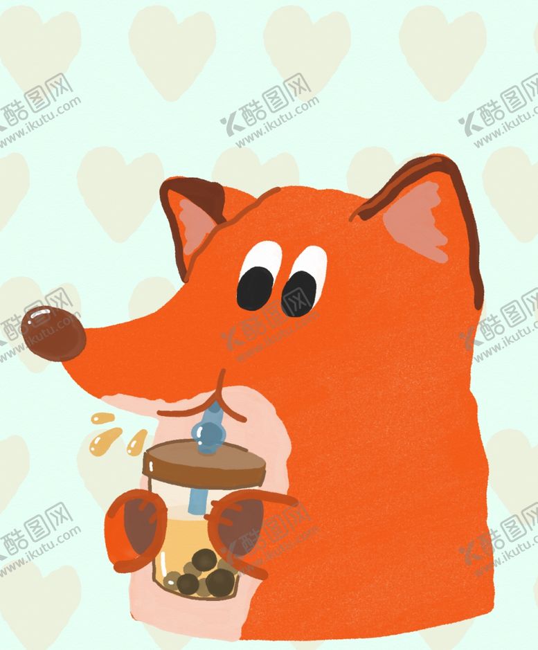 编号：22857004181535164237【酷图网】源文件下载-喝奶茶的小狐狸