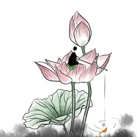 荷花山水莲莲水墨莲背景