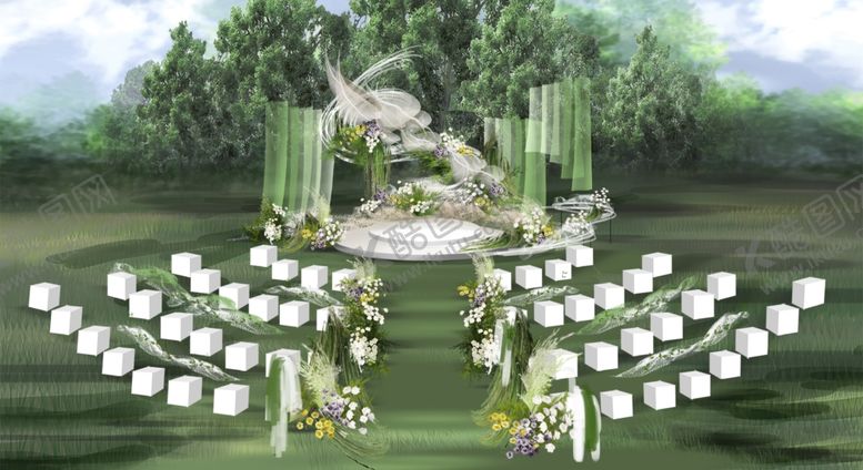 编号：72646109152025035011【酷图网】源文件下载-户外清新森系婚礼场景