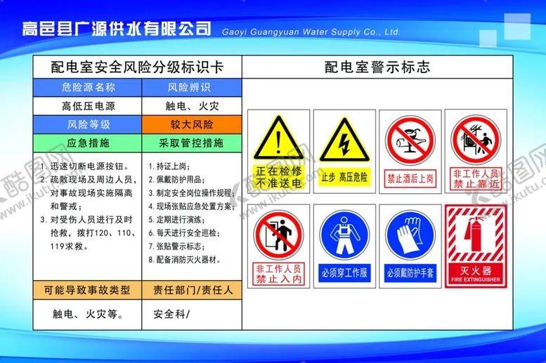编号：21576206271228337520【酷图网】源文件下载-配电室安全风险分级标识卡