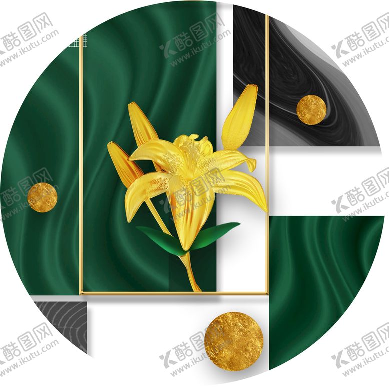 编号：98143010180430432748【酷图网】源文件下载-金色花卉装饰画