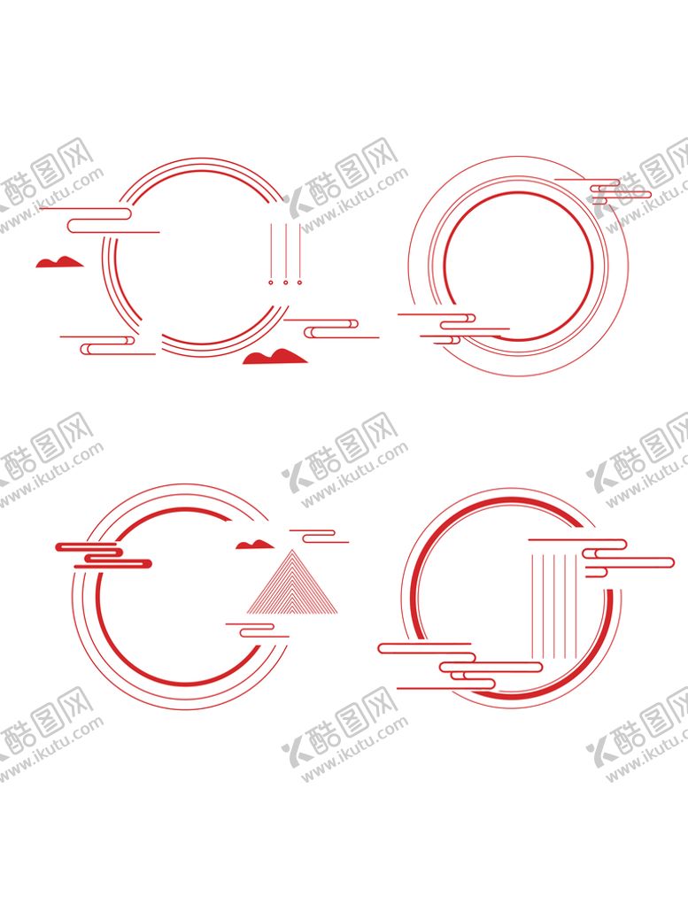 编号：20645709172211516321【酷图网】源文件下载-式圆形边框云纹花纹中国风边框