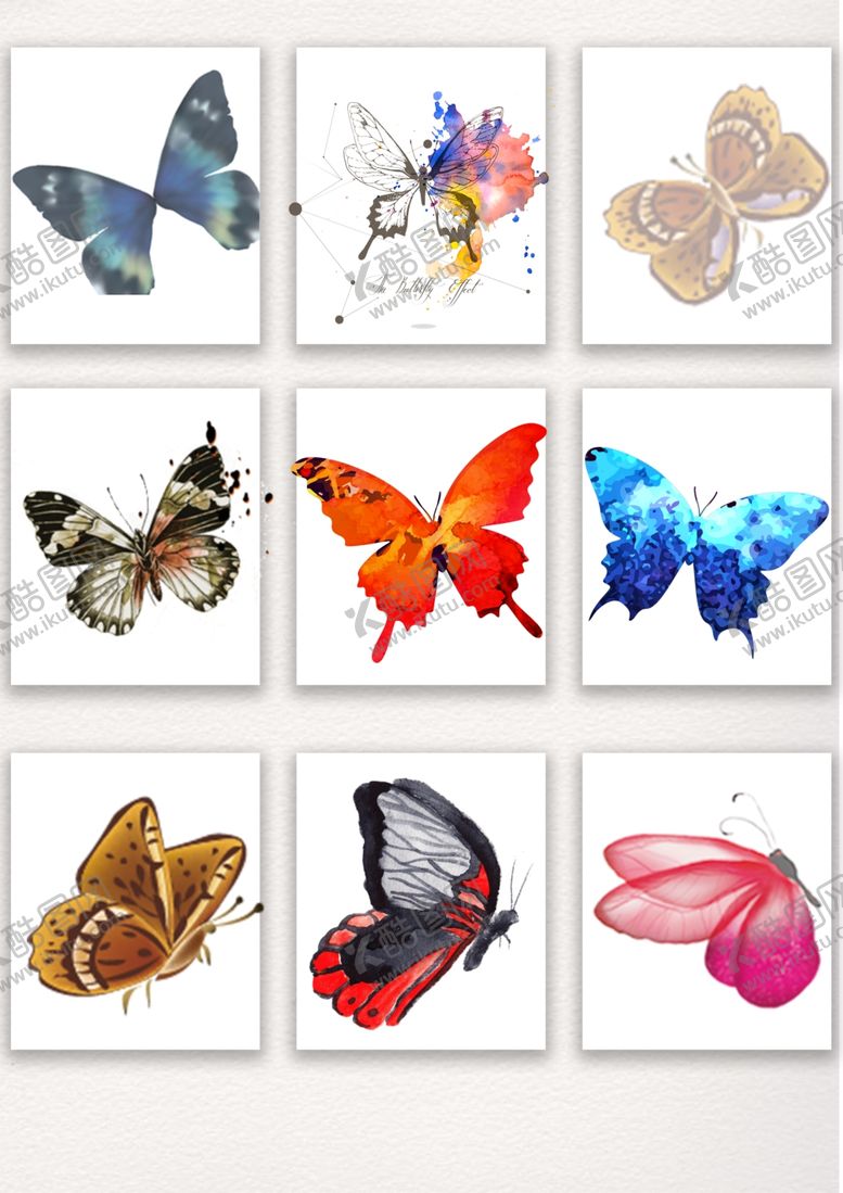 编号：71822209131644445910【酷图网】源文件下载-水墨蝴蝶免抠元素