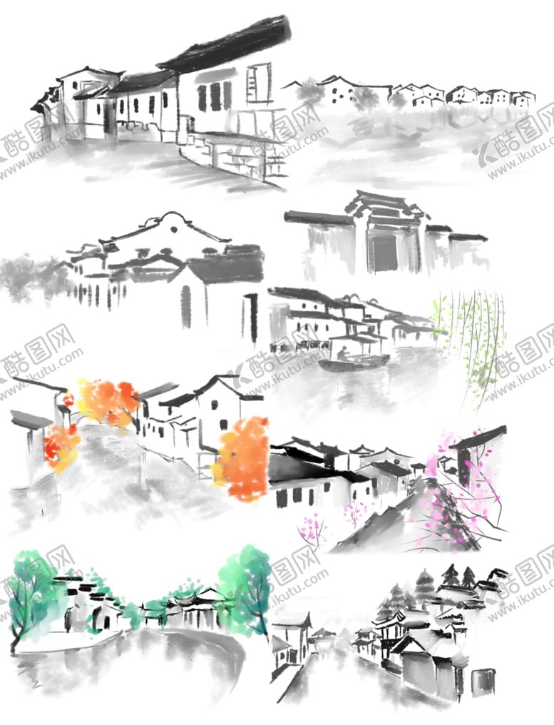 编号：14601509291243087290【酷图网】源文件下载-水墨江南素材