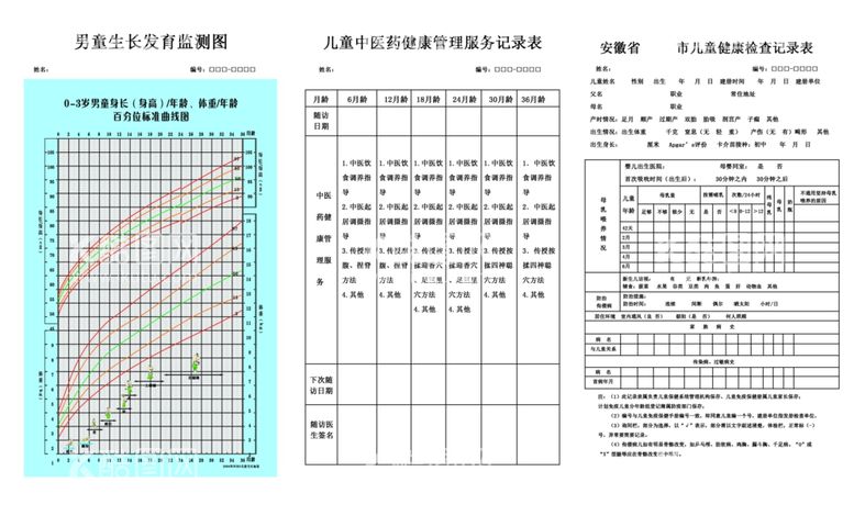 编号：89734811281809433047【酷图网】源文件下载-安徽省儿童健康检查记录表