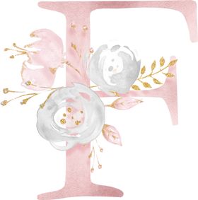 金粉鲜花字母数字素材