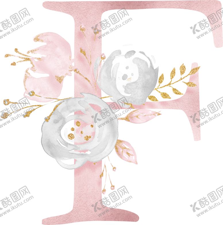 编号：63663310181242245212【酷图网】源文件下载-金粉鲜花字母数字素材