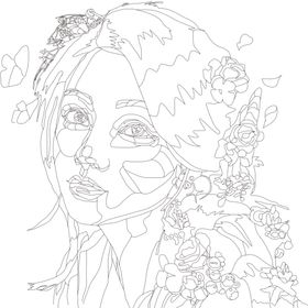美女线描稿