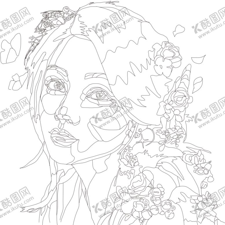 编号：93802606301043461673【酷图网】源文件下载-美女线描稿