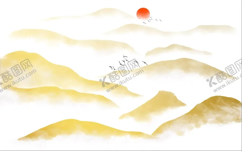 编号：46230709270615451436【酷图网】源文件下载-金色水墨山水
