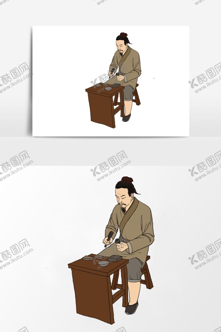 编号：15064010181637527508【酷图网】源文件下载-淡彩国画人物