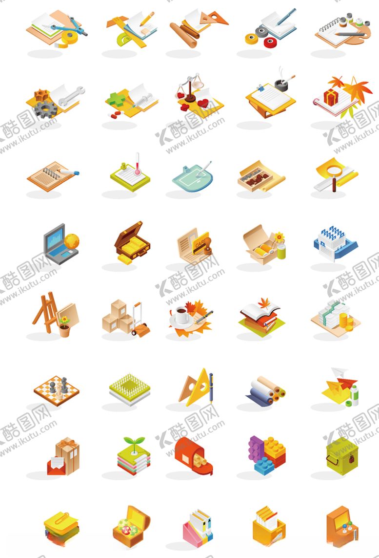 编号：57249209200748443573【酷图网】源文件下载-彩绘办公图标