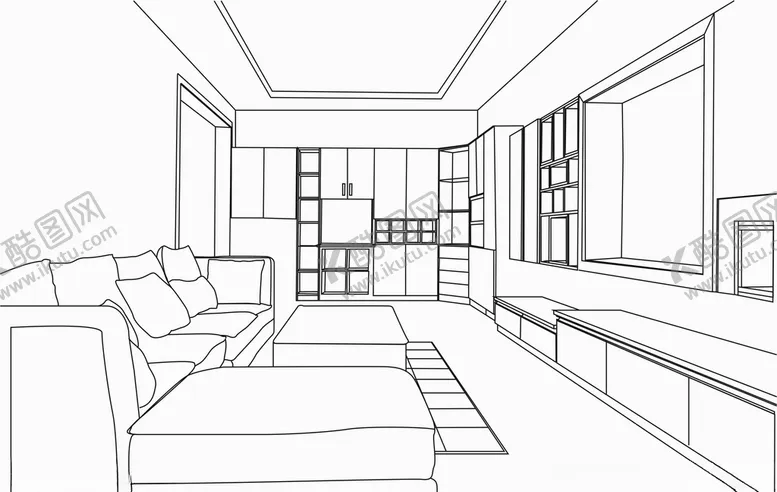编号：41548609132309203214【酷图网】源文件下载-全屋定制现代简约线稿