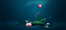 荷花国风古风背景海报素材