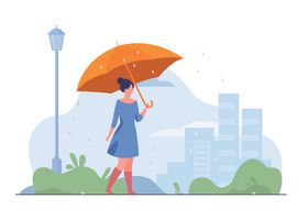 打伞的卡通女孩