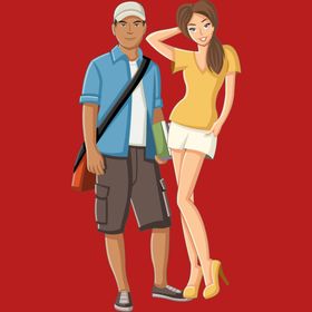 手绘情侣恋人爱男女卡通