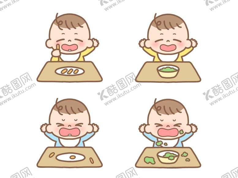 编号：90496610300710331005【酷图网】源文件下载-宝宝用餐表情变化