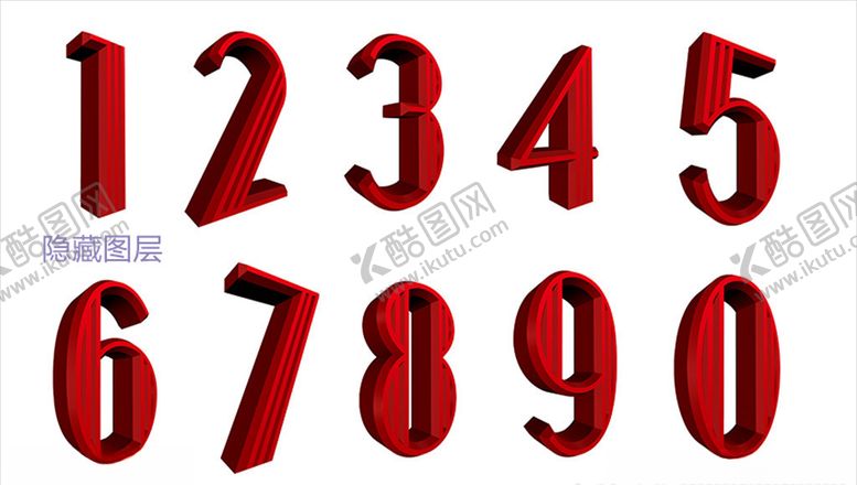 编号：29926309231947018242【酷图网】源文件下载-红色立体数字